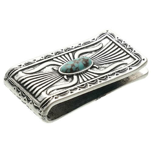JUSTIN MENS MONEY CLIP SOUTHWESTERN DESIGN WITH STONE