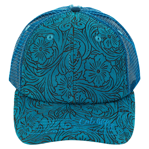 [2621740305] CATCHFLY LADIES BASEBALL CAP DARK TEAL W/FLORAL EMBOSS