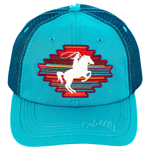 CATCHFLY LADIES BASEBALL CAP TEAL W/AZTEC AND COWGIRL