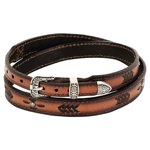 RED DIRT HAT CO GENUINE LEATHER HAT BAND BROWN W/STUDS AND STITCHING