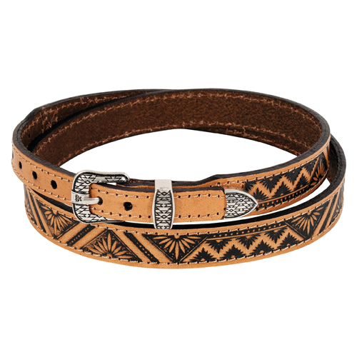 RED DIRT HAT CO GENUINE LEATHER HAT BAND TAN W/GEOMETRIC AGAVE