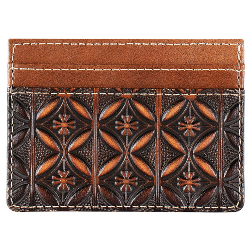 [2621816627] JUSTIN MENS GENUINE LEATHER SLIM CARD WALLET EMBOSSED DESIGN
