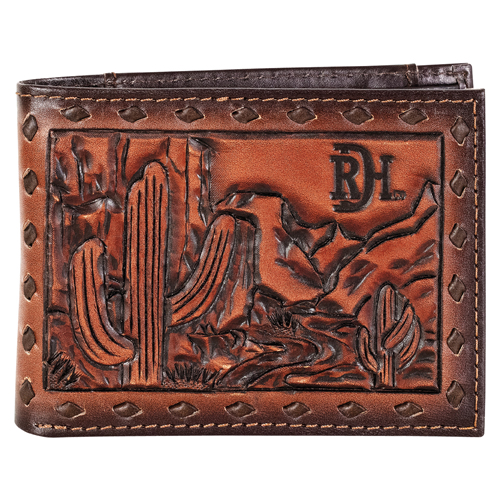 RED DIRT HAT CO BIFOLD WALLET DESERT SCENE W/BUCKSTITCH