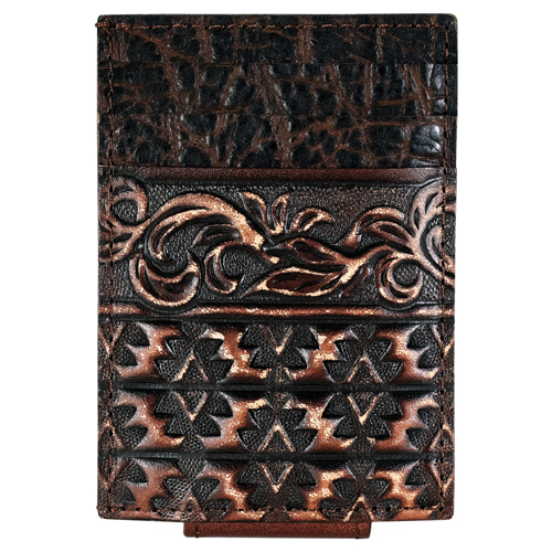 RED DIRT HAT CO CARD CASE W/MAGNET CLIP FLORAL EMBOSS W/AZTEC