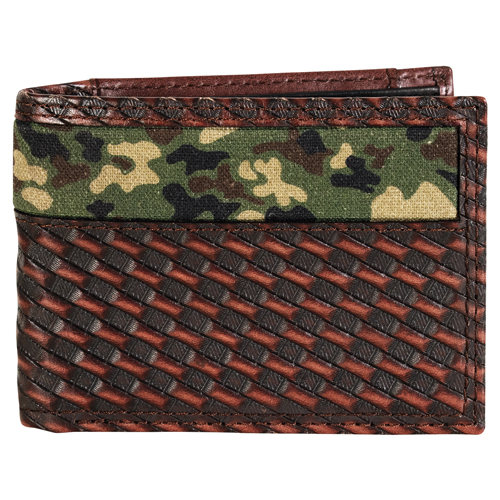 RED DIRT HAT CO BIFOLD WALLET BASKETWEAVE W/CAMO UNDERLAY