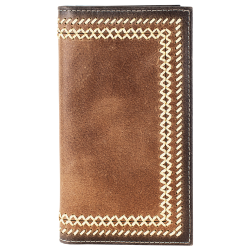 TONY LAMA GENUINE LEATHER MENS RODEO WALLET TAN BUFFALO W/STITCHING