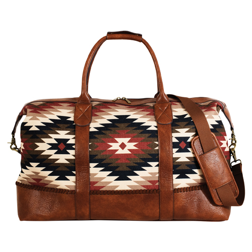 CATCHFLY WEEKENDER DUFFEL BAG TAN W/AZTEC DESIGN