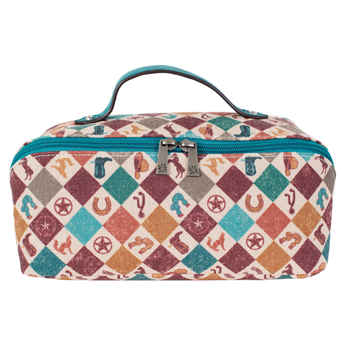 CATCHFLY LADIES COSMETIC CASE CANVAS WITH WESTERN ICONS