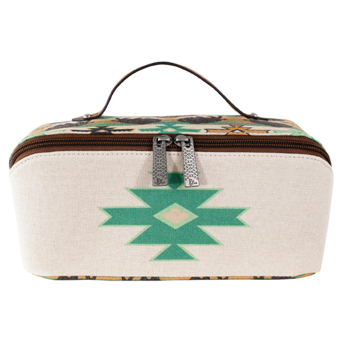 RED DIRT HAT CO LADIES COSMETIC CASE CANVAS AZTEC WITH BISON
