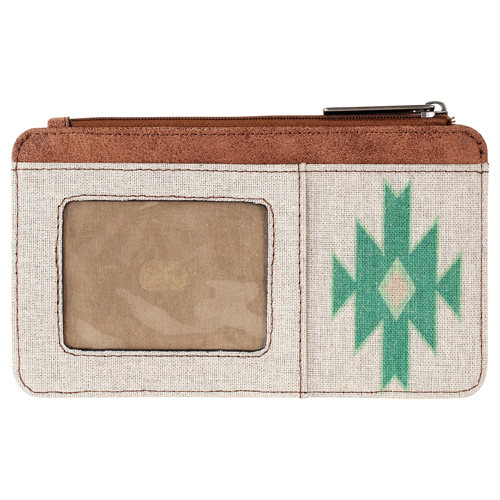 RED DIRT HAT CO LADIES CARD ORGANIZER CANVAS AZTEC WITH BISON