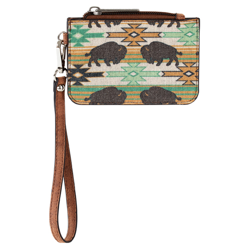 RED DIRT HAT CO LADIES MINI CARD WALLET CANVAS AZTEC AND BISON