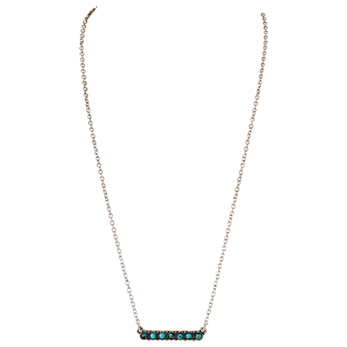 JUSTIN LADIES NECKLACE BAR WITH TURQ COLORED STONES