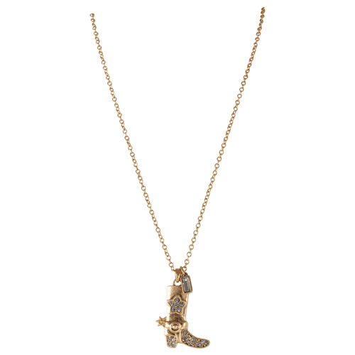 JUSTIN LADIES NECKLACE GOLDTONE BOOT W/RHINESTONES