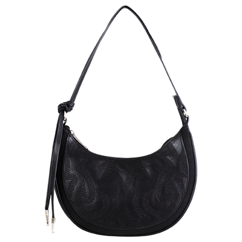 JUSTIN LADIES SHOULDER BAG BLACK W/BOOT STITCH