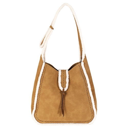 JUSTIN LADIES SLOUCHY HOBO TAN W/SHERPA UNDERLAY