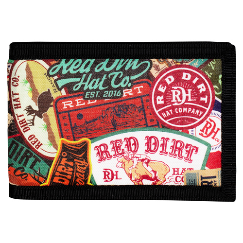 [2622631931] RED DIRT HAT CO MENS BIFOLD WALLET POLYESTER CANVAS W/VELCRO AND PATCH SMASH PRINT