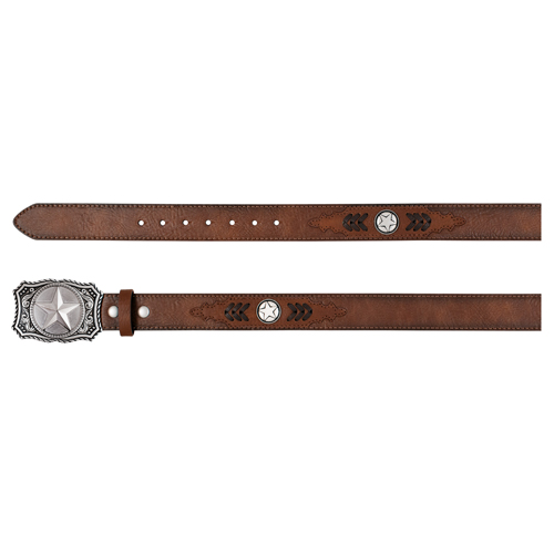 ARENA ACE BOYS BELT BROWN WITH STAR CONCHOS AND STITCHING