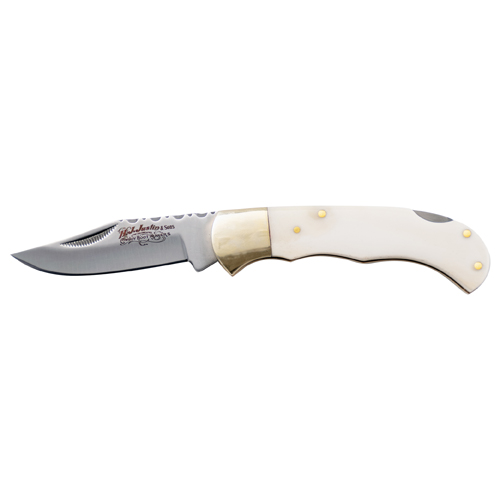 JUSTIN FOLDING KNIFE WHITE BONE HANDLE