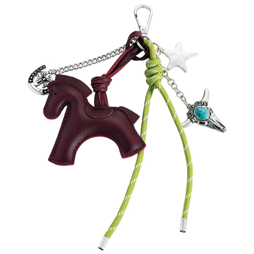 JUSTIN LADIES BAG CHARM BLACK CHERRY HORSE W/STEER HEAD, STAR AND HORSESHOE