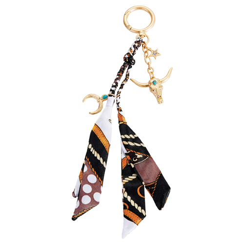 JUSTIN LADIES BAG CHARM BRAIDED SCARF W/STEER HEAD AND NAJA
