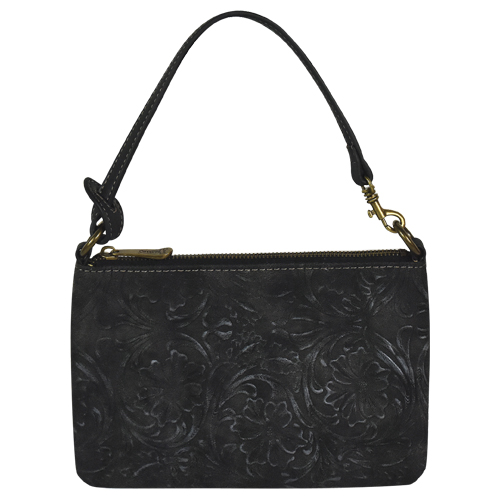 JUSTIN MINI SHOULDER BAG TOOLED BLACK