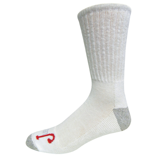 JUSTIN HALF CUSHION COTTON CREW, WHITE 3 PACK, SIZE LARGE