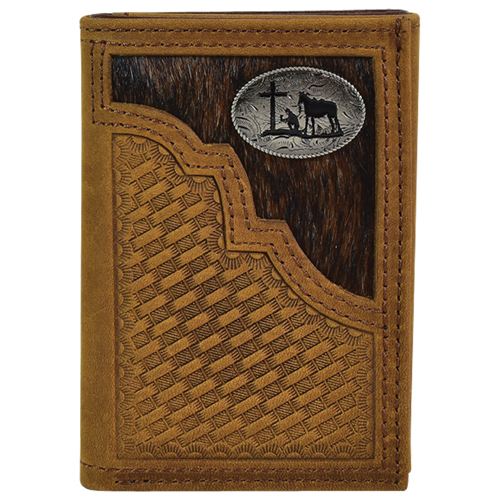 [2030765W7] JUSTIN MEN'S TRIFOLD WALLET HAIR ON
