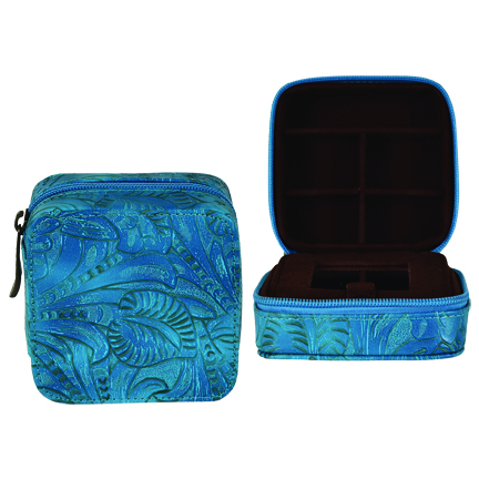 JUSTIN JEWELRY BOX TURQ TOOLED