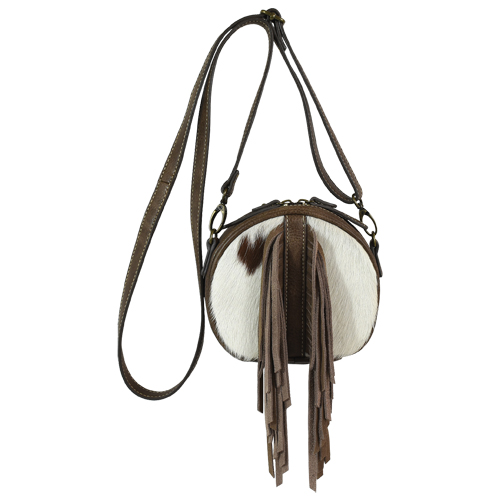 TONY LAMA CANTEEN CROSSBODY HAIR-ON HIDE WITH FRINGE