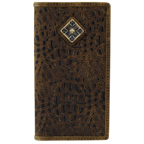 TONY LAMA RODEO WALLET DK BROWN HORNBACK EMBOSS