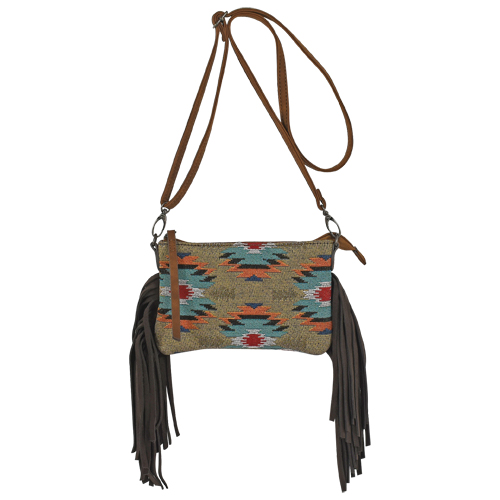 [23104723NAV] JUSTIN LADIES JACQUARD SMALL CROSSBODY TAUPE