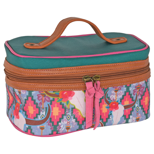 [23197744PNK] CATCHFLY TRAIN CASE SOUTHWEST MULTI COLORED AND COW SKULL 