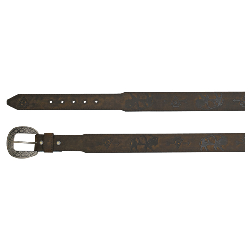 [23133BE10] RED DIRT HAT COMPANY MENS OILED LEATHER BELT W/BISON AND LOGO