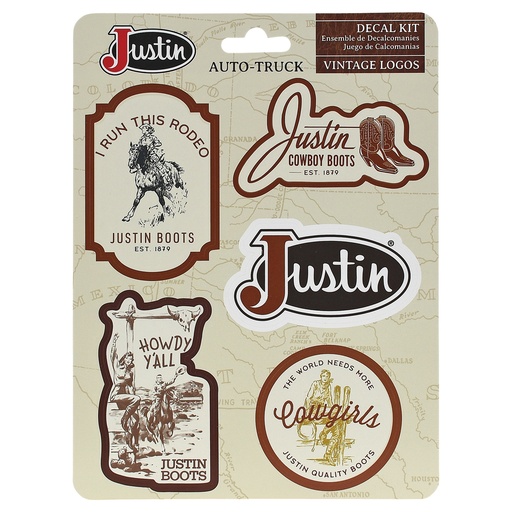 [S0001] JUSTIN AUTO VINTAGE VINYL DECALS-I RUN THIS RODEO