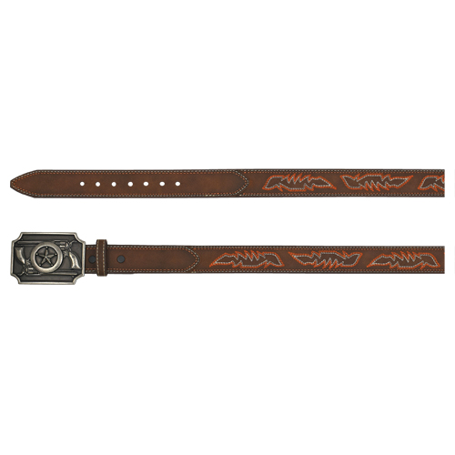 [24090BE3] ARENA ACE BOYS BELT TAN W/ ORANGE AND CREAM BOOT STITCH