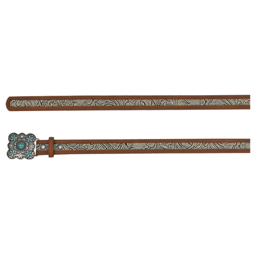 [24092BE2] CATCHFLY GIRLS BELT TAN W/CREAM WASH ON TOOLED INLAY