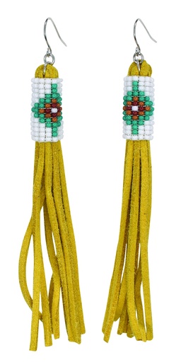 [24117EJ1] JUSTIN EARRINGS BEADED GOLDEN FRINGE