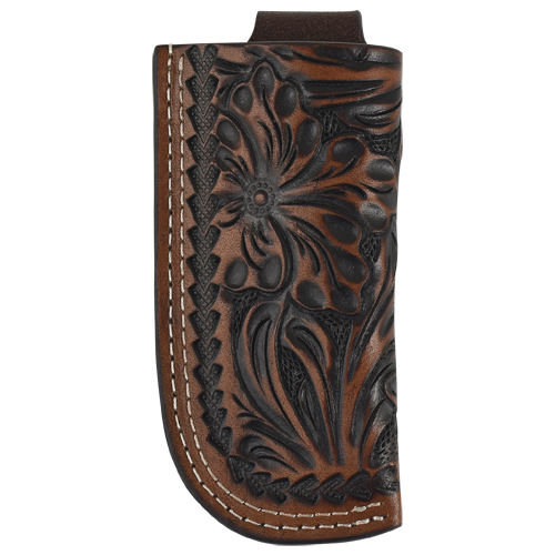 [24010537K2] JUSTIN MENS KNIFE SHEATH GENUINE LEATHER W/TOOLED EMBOSS