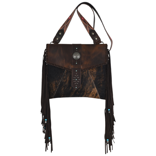[24096948BLA] RED DIRT HAT CO LADIES CROSSBODY HAIR ON WITH FRINGE