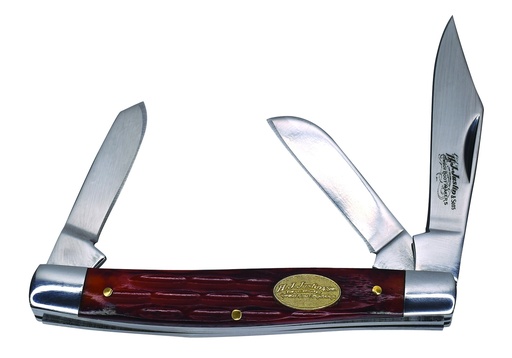 [2427430561] JUSTIN STOCKMAN KNIFE JIGGED BONE HANDLE- 3 BLADE