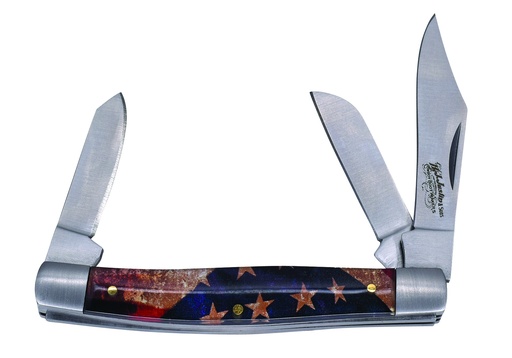 [2427430564] JUSTIN STOCKMAN KNIFE ACRYLIC USA FLAG 3 BLADE