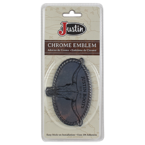 [24701002] JUSTIN BOOTS STEER SKULL EMBLEM/ABS W/3M ADHESIVE BACK