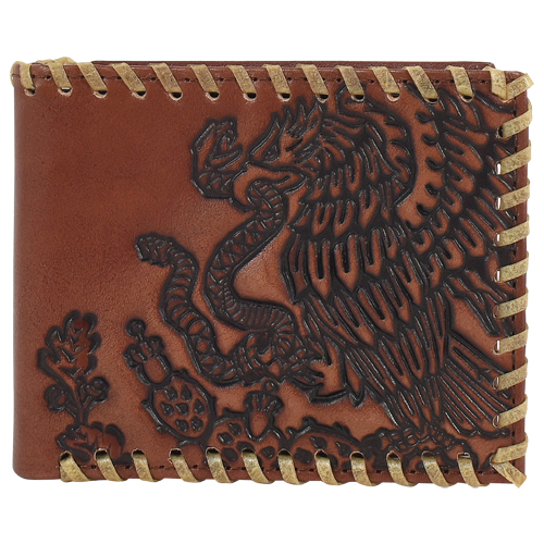 [24152138W7] JUSTIN MENS GENUINE LEATHER LG BIFOLD WALLET TENOCHITLAN