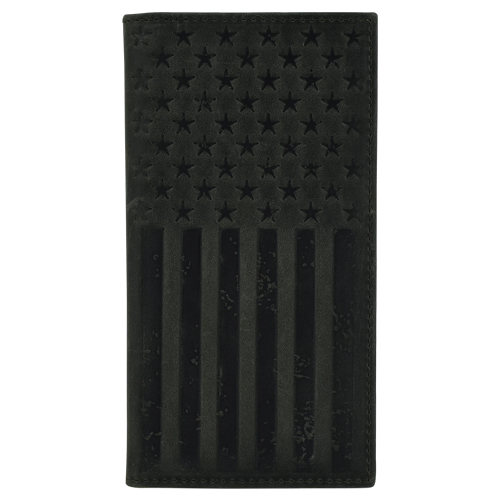 [24152767W9] JUSTIN MENS GENUINE LEATHER RODEO WALLET GRAPHITE FLAG