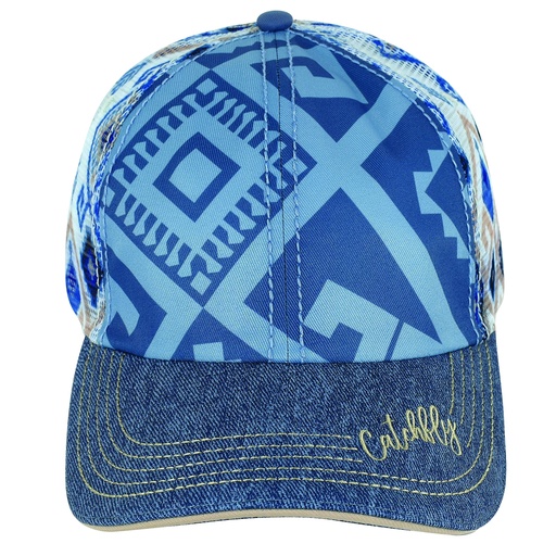 [2421310306] CATCHFLY LADIES BASEBALL CAP DENIM GEOMETRIC DESIGN 