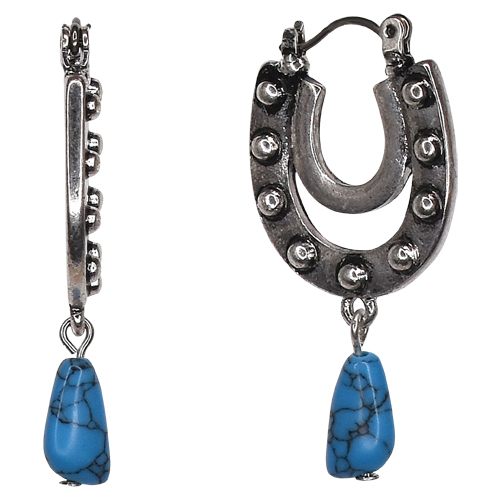 [24211EJ1] JUSTIN LADIES EARRINGS DOUBLE HORSESHOE WITH STONE