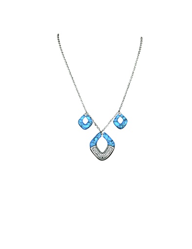 [24212NJ1] JUSTIN LADIES NECKLACE WITH 3 BLUE STONE PENDANTS