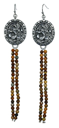[24215EJ1] JUSTIN LADIES EARRINGS PENDANT AND STONE BEADED STRANDS