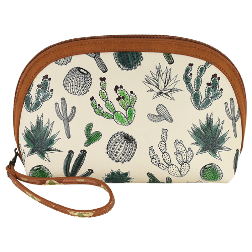 [2422255861] CATCHFLY ESSENTIALS DOME COSMETIC BAG WATERCOLOR CACTUSES