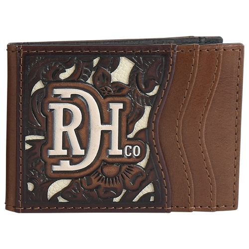 [24170880M1] RED DIRT HAT CO BIFOLD CARD CASE WALLET TOOLED W/ IVORY INLAY